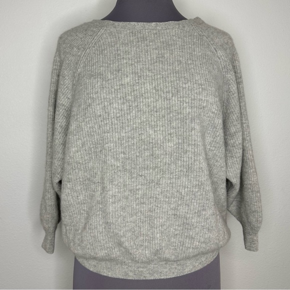 BA&SH 100% Cashmere “Cramy” Twist Back Ribbed Knit Sweater in Grey Sz S - Picture 3 of 14